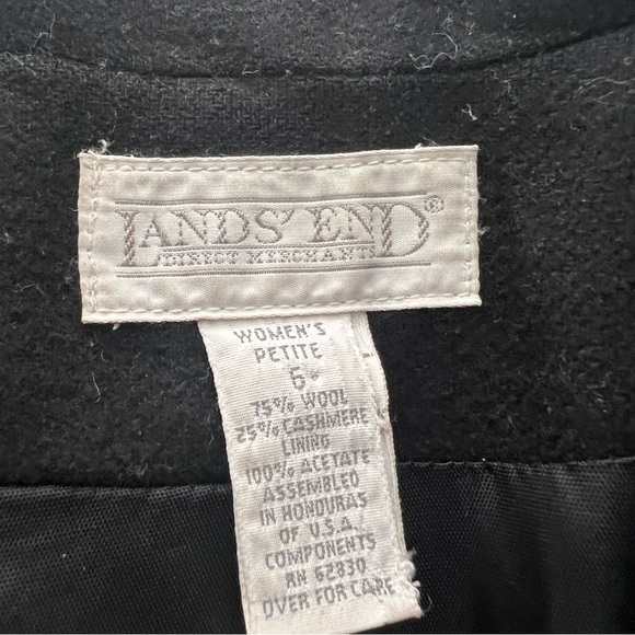 2/25 Cashmere Wool Blazer Lands End Petite Black Minimalist Work Career - Picture 4 of 6